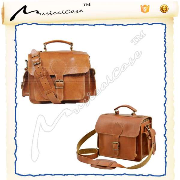 Men Women Vintage Leather Backpack Small Camera Bag