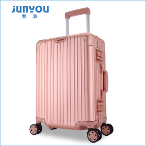 Junyou Good Quality Fashion Trolley Bag, Custom Make Aluminum Material Travel Luggage